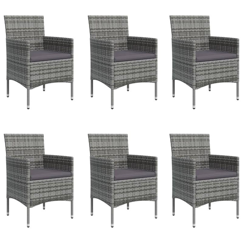 Bowery Hill Contemporary Poly Rattan 7 Piece Garden Dining Set in Gray