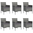 Bowery Hill Contemporary Poly Rattan 7 Piece Garden Dining Set in Gray