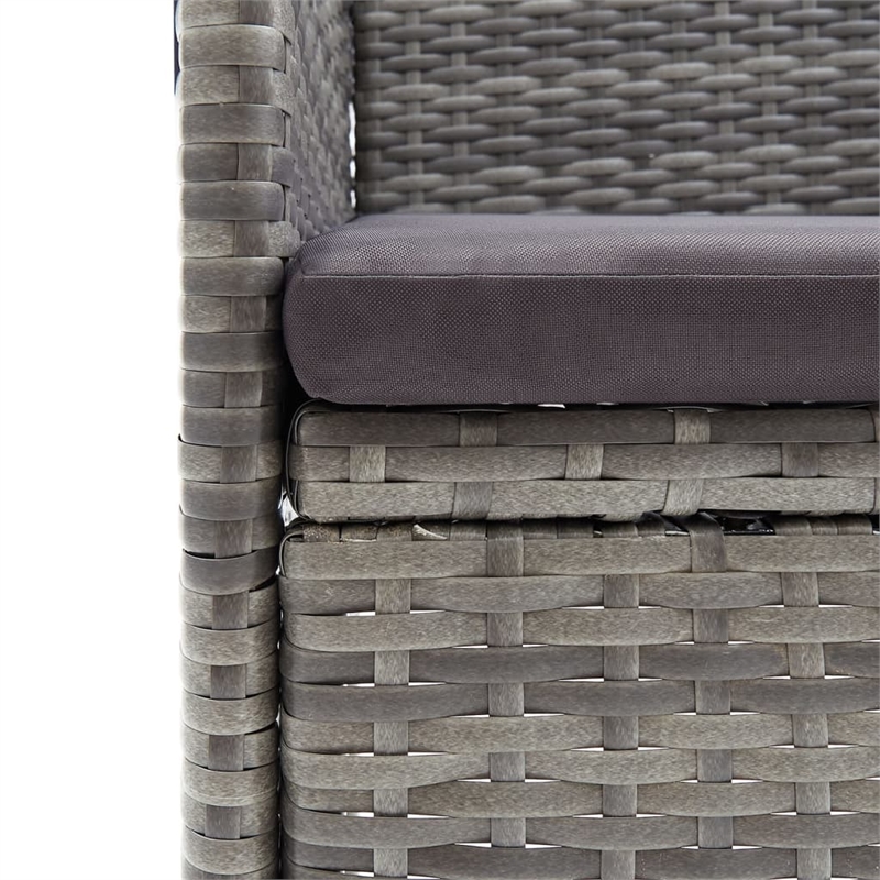Bowery Hill Contemporary Poly Rattan 7 Piece Garden Dining Set in Gray