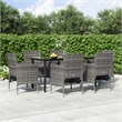 Bowery Hill Contemporary Poly Rattan 7 Piece Garden Dining Set in Gray