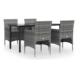 Bowery Hill Contemporary Garden Dining Set in Gray and Black