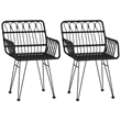 Bowery Hill Contemporary Powder-Coated Garden Dining Set in Black