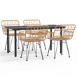 Bowery Hill Rattan Tempered Glass Large Durable Garden Dining Set - Black/Brown