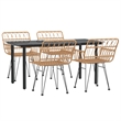 Bowery Hill Rattan Tempered Glass Large Durable Garden Dining Set - Black/Brown