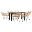 Bowery Hill Steel/Poly Rattan Standard Durable Garden Dining Set in Black/Brown