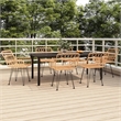 Bowery Hill Steel/Poly Rattan Standard Durable Garden Dining Set in Black/Brown
