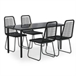 Bowery Hill PE Rattan 5 Piece Set Garden Dining Set in Black