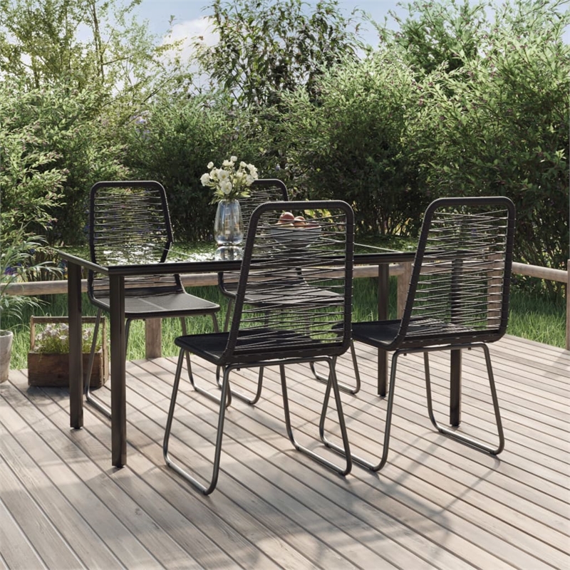 Bowery Hill PE Rattan 5 Piece Set Garden Dining Set in Black
