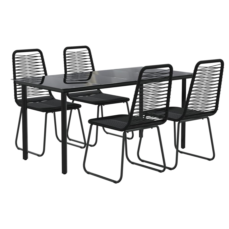Bowery Hill PE Rattan 5 Piece Set Garden Dining Set in Black