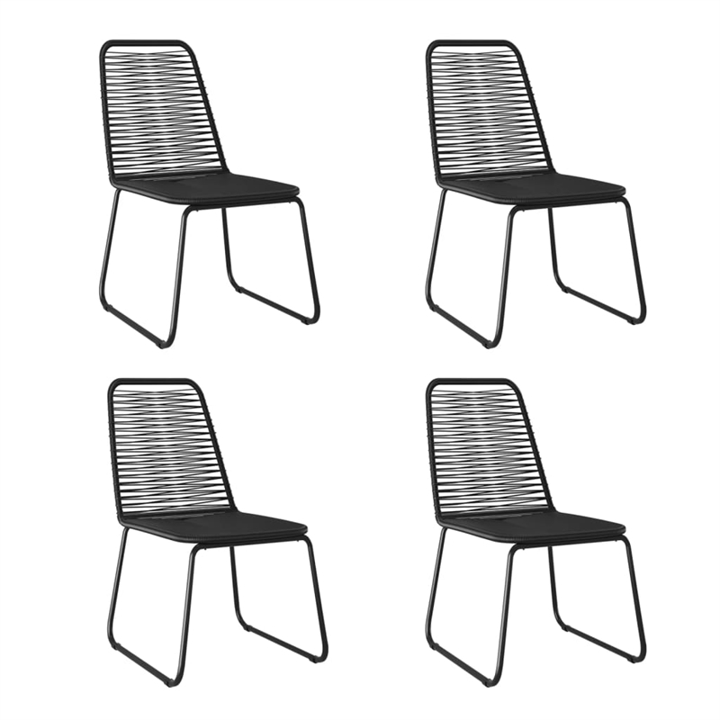 Bowery Hill PE Rattan 5 Piece Set Garden Dining Set in Black