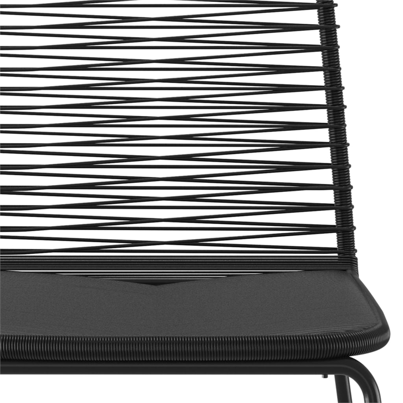 Bowery Hill PE Rattan 5 Piece Set Garden Dining Set in Black