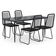 Bowery Hill Contemporary PE Rattan Durable Garden Dining Set in Black