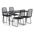 Bowery Hill Contemporary PE Rattan Durable Garden Dining Set in Black