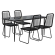 Bowery Hill Contemporary PE Rattan Durable Garden Dining Set in Black