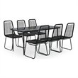 Bowery Hill Contemporary Powder-Coated Garden Dining Set in Black
