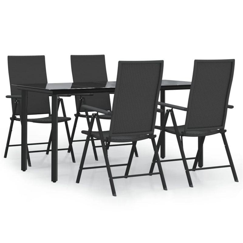 Bowery Hill Contemporary Weather-Resistant Garden Dining Set in Black