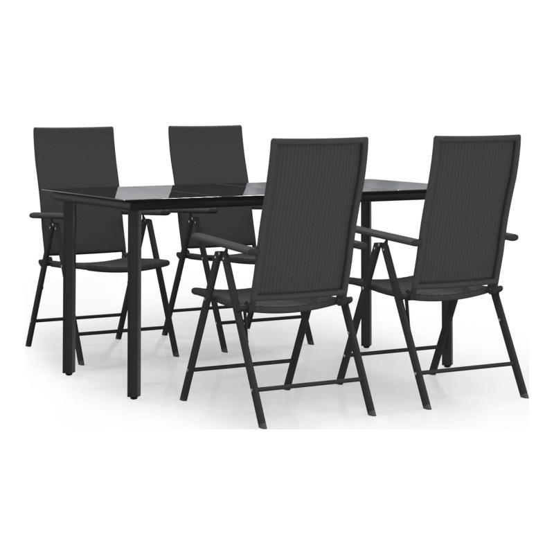 Bowery Hill Contemporary Weather-Resistant Garden Dining Set in Black