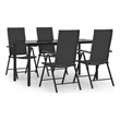 Bowery Hill Contemporary Weather-Resistant Garden Dining Set in Black