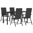 Bowery Hill Contemporary Weather-Resistant Garden Dining Set in Black