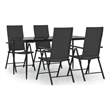 Bowery Hill PE Rattan 5 Piece Set Garden Dining Set in Black