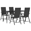 Bowery Hill PE Rattan 5 Piece Set Garden Dining Set in Black