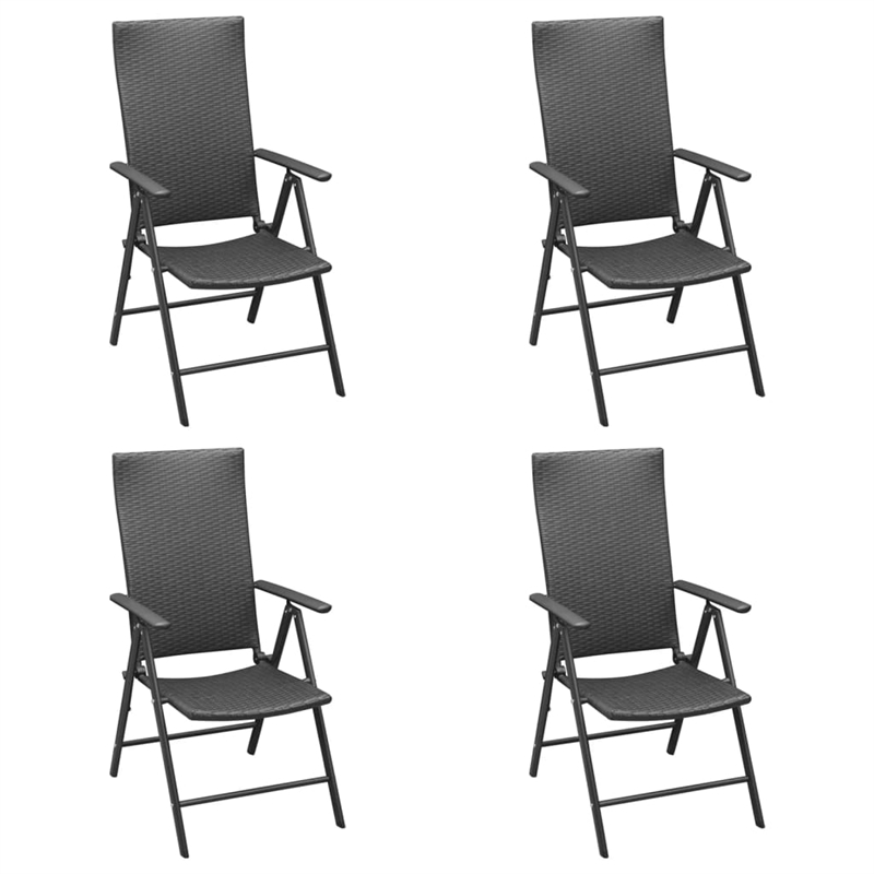 Bowery Hill PE Rattan 5 Piece Set Garden Dining Set in Black