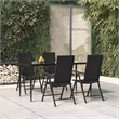 Bowery Hill PE Rattan 5 Piece Set Garden Dining Set in Black