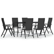 Bowery Hill Contemporary PE Rattan Durable Garden Dining Set in Black
