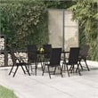 Bowery Hill Contemporary PE Rattan Durable Garden Dining Set in Black