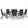 Bowery Hill Contemporary PE Rattan Durable Garden Dining Set in Black
