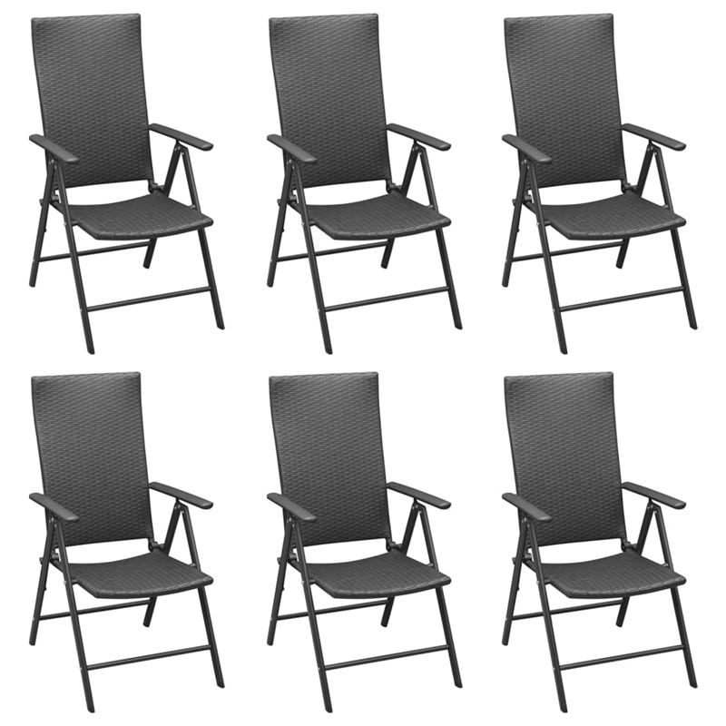 Bowery Hill Contemporary PE Rattan Durable Garden Dining Set in Black