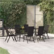 Bowery Hill Contemporary PE Rattan Durable Garden Dining Set in Black