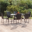 Bowery Hill Contemporary PE Rattan Durable Garden Dining Set in Black