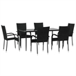 Bowery Hill Contemporary PE Rattan Durable Garden Dining Set in Black