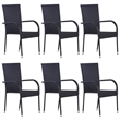 Bowery Hill Contemporary PE Rattan Durable Garden Dining Set in Black
