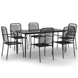Bowery Hill Contemporary Powder-Coated Garden Dining Set in Black