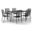 Bowery Hill Contemporary Powder-Coated Garden Dining Set in Black