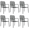 Bowery Hill Contemporary Powder-Coated Garden Dining Set in Black