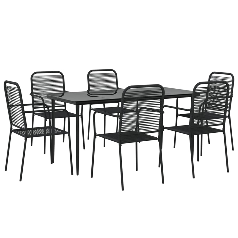 Bowery Hill Contemporary Powder-Coated Garden Dining Set in Black