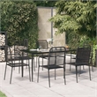 Bowery Hill Contemporary Powder-Coated Garden Dining Set in Black