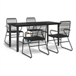 Bowery Hill Contemporary Powder-Coated Garden Dining Set in Black