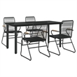 Bowery Hill Contemporary Powder-Coated Garden Dining Set in Black
