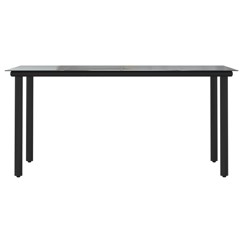 Bowery Hill Contemporary Powder-Coated Garden Dining Set in Black
