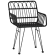Bowery Hill Poly Rattan/Tempered Glass Garden Dining Set in Black