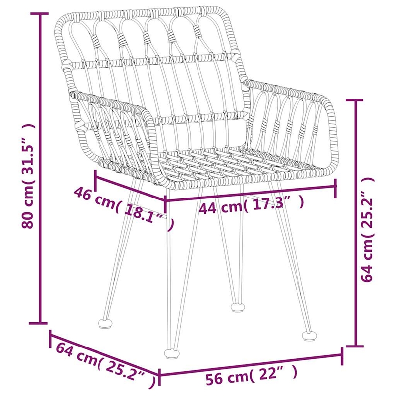 Bowery Hill Poly Rattan/Tempered Glass Garden Dining Set in Black