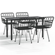 Bowery Hill Polyethylene Rattan Medium Durable Garden Dining Set in Black