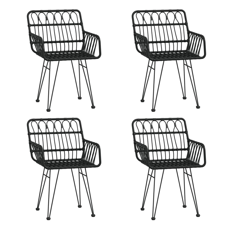 Bowery Hill Polyethylene Rattan Medium Durable Garden Dining Set in Black