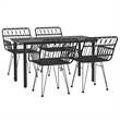 Bowery Hill Polyethylene Rattan Medium Durable Garden Dining Set in Black