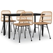 Bowery Hill 5 Seat Poly Rattan Standard Garden Dining Set in Black