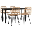 Bowery Hill 5 Seat Poly Rattan Standard Garden Dining Set in Black